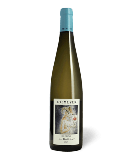 Fles Josmeyer Le Kottabe Riesling biodynamische witte wijn uit de Elzas